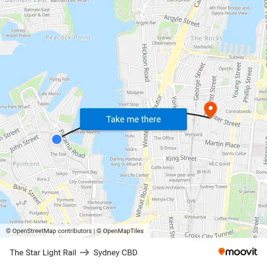 The Star Light Rail to Sydney CBD map
