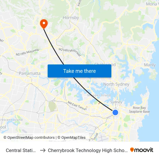 Central Station to Cherrybrook Technology High School map