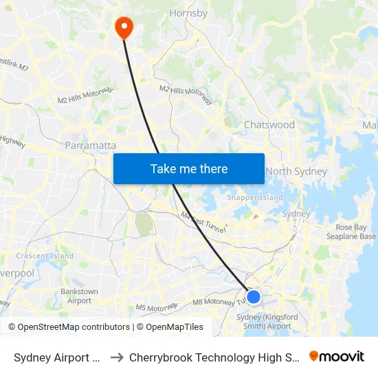 Sydney Airport SYD to Cherrybrook Technology High School map