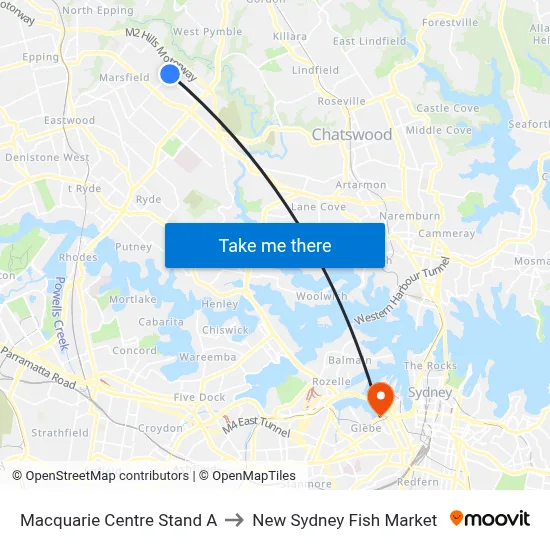 Macquarie Centre Stand A to New Sydney Fish Market map