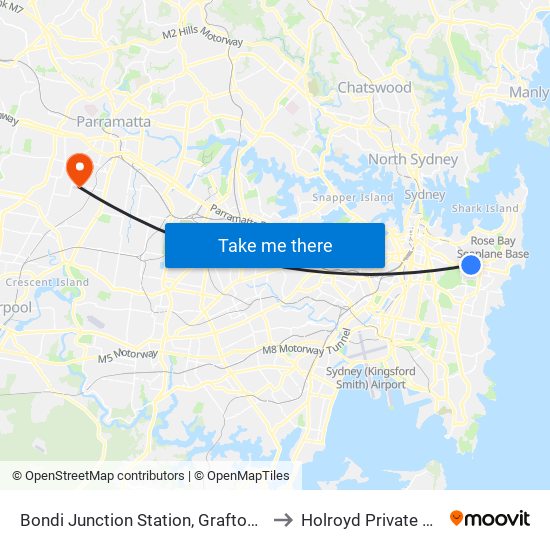 Bondi Junction Station, Grafton St, Stand R to Holroyd Private Hospital map