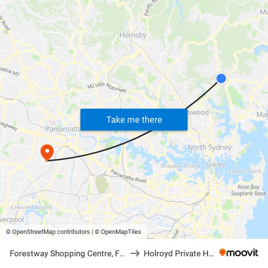 Forestway Shopping Centre, Forest Way to Holroyd Private Hospital map