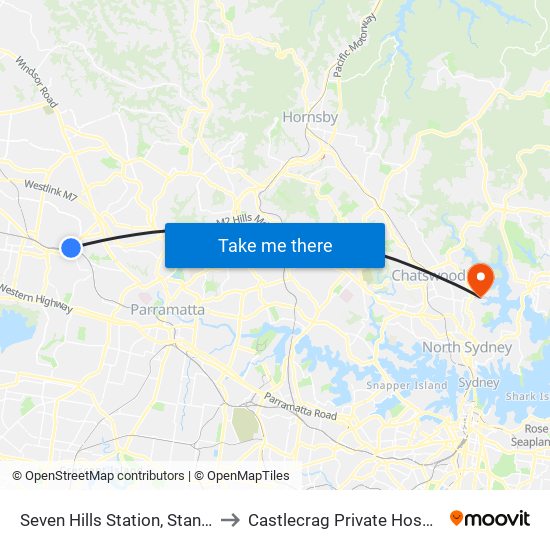 Seven Hills Station, Stand A to Castlecrag Private Hospital map