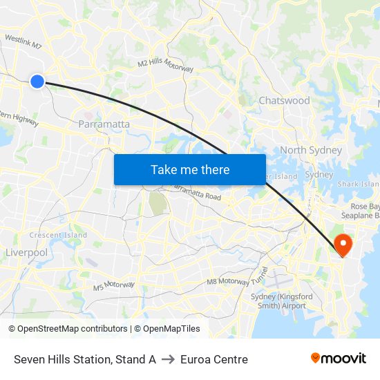 Seven Hills Station, Stand A to Euroa Centre map