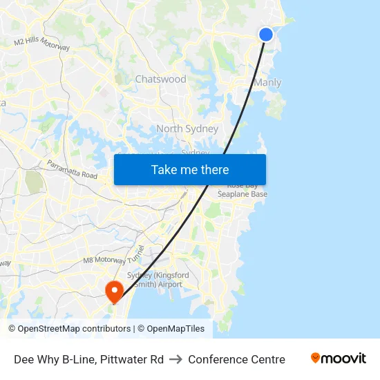 Dee Why B-Line, Pittwater Rd to Conference Centre map
