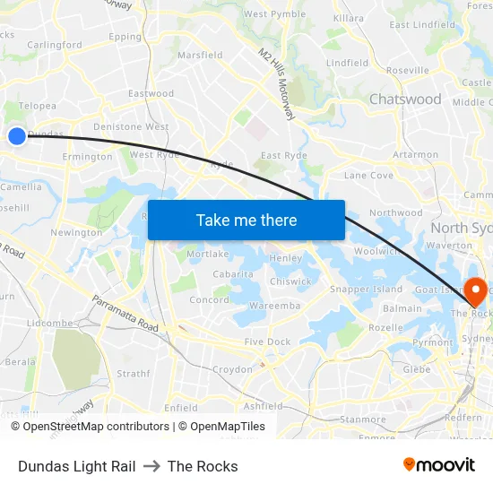 Dundas Light Rail to The Rocks map