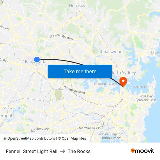 Fennell Street Light Rail to The Rocks map