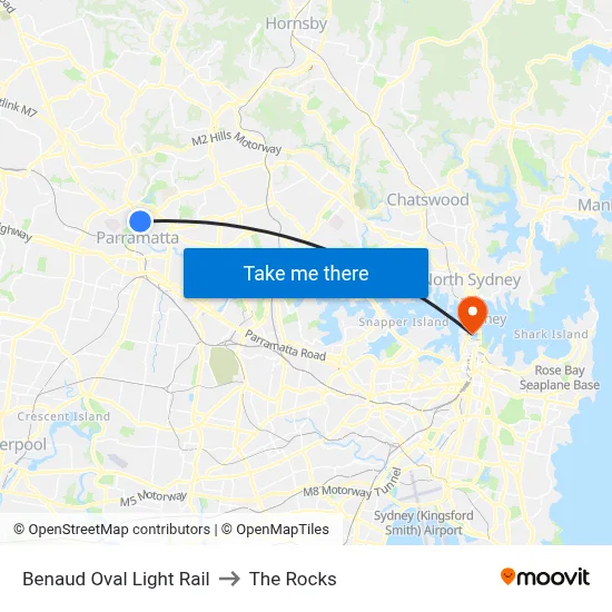 Benaud Oval Light Rail to The Rocks map