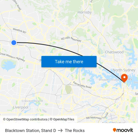 Blacktown Station, Stand D to The Rocks map