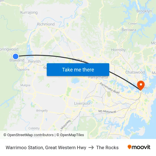 Warrimoo Station, Great Western Hwy to The Rocks map