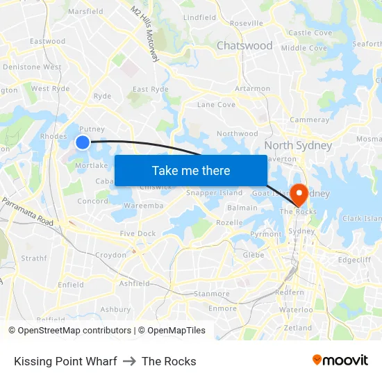 Kissing Point Wharf to The Rocks map