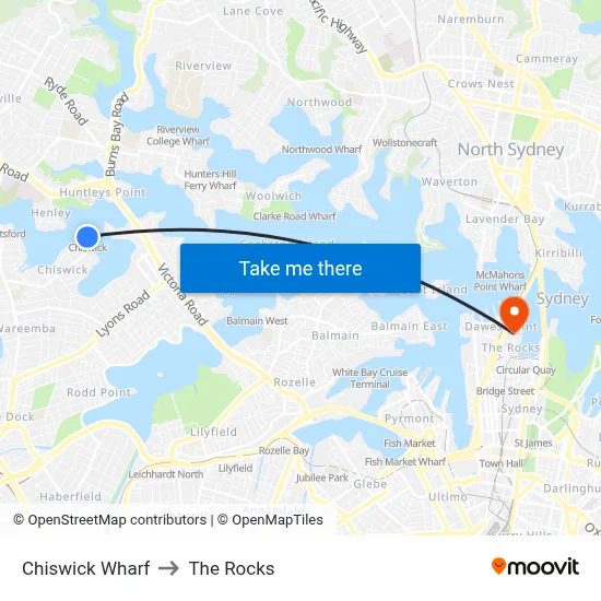 Chiswick Wharf to The Rocks map