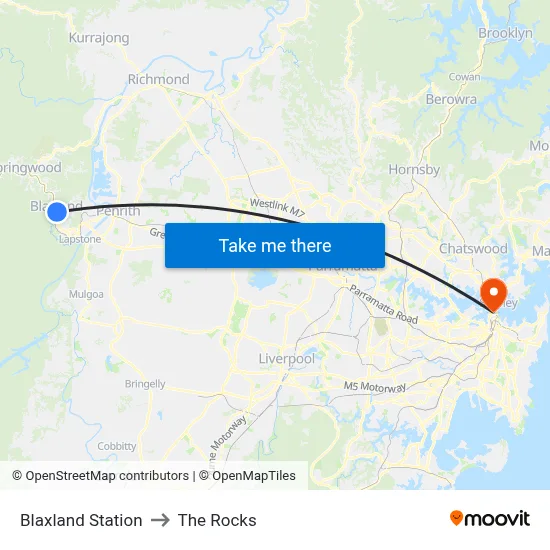 Blaxland Station to The Rocks map