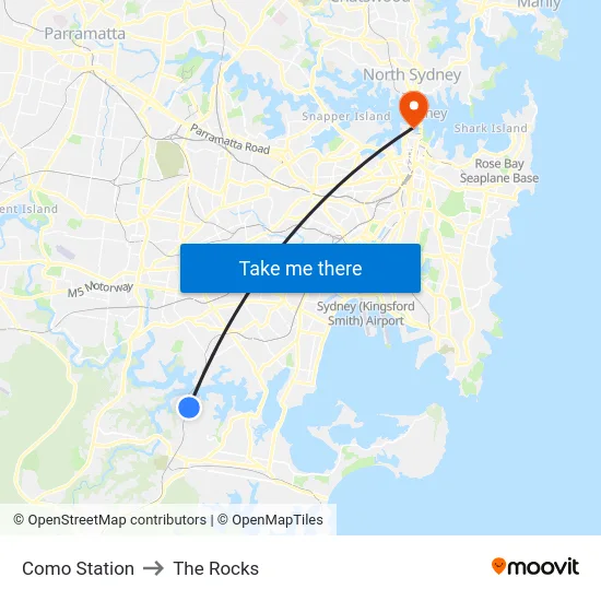 Como Station to The Rocks map