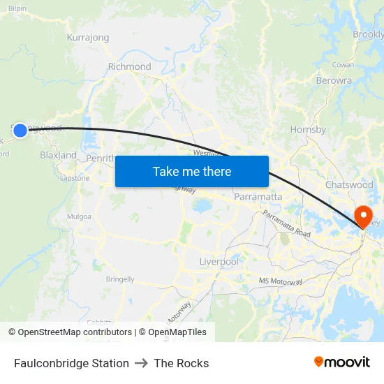 Faulconbridge Station to The Rocks map