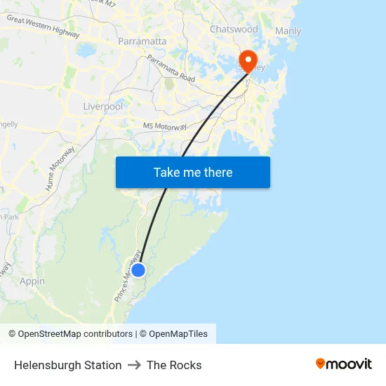 Helensburgh Station to The Rocks map