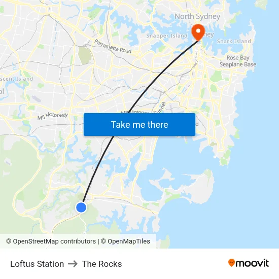 Loftus Station to The Rocks map