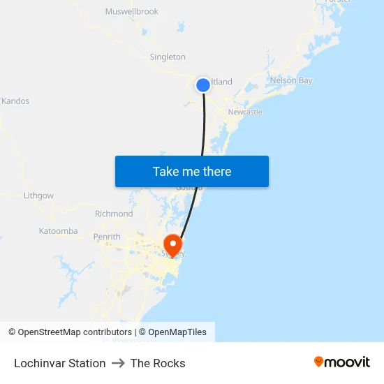Lochinvar Station to The Rocks map