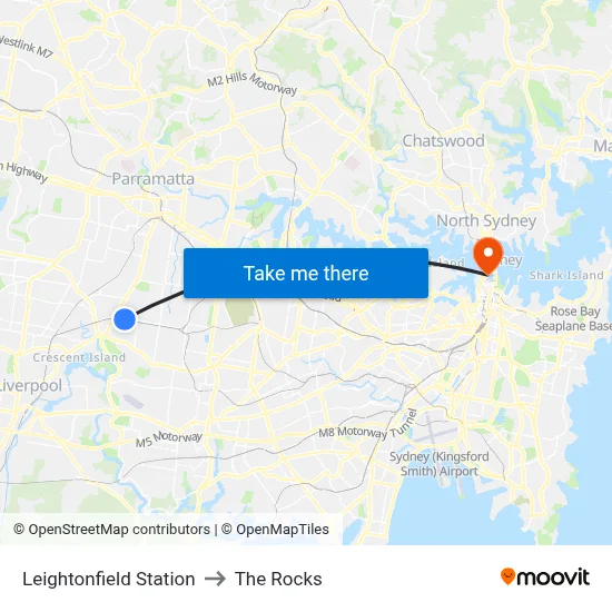 Leightonfield Station to The Rocks map