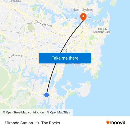 Miranda Station to The Rocks map