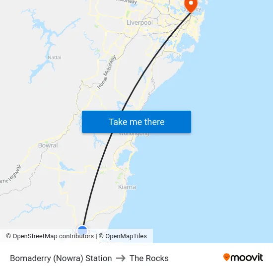 Bomaderry (Nowra) Station to The Rocks map