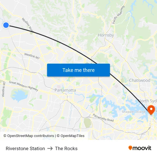 Riverstone Station to The Rocks map
