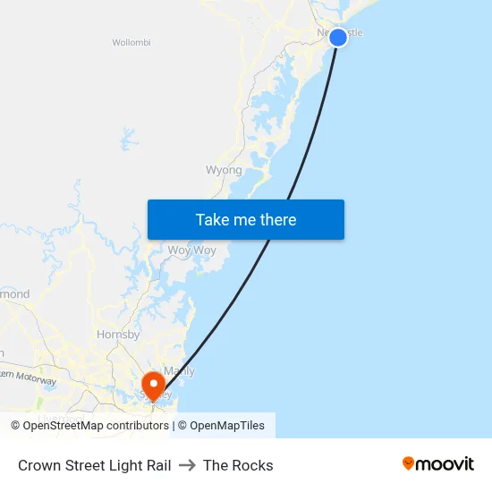 Crown Street Light Rail to The Rocks map