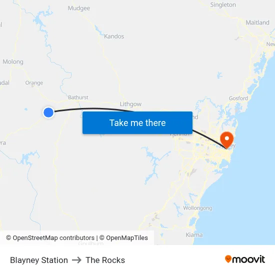 Blayney Station to The Rocks map