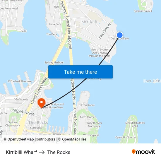 Kirribilli Wharf to The Rocks map