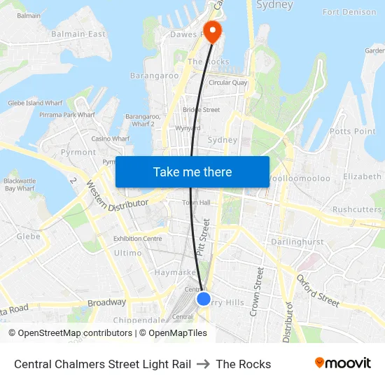 Central Chalmers Street Light Rail to The Rocks map