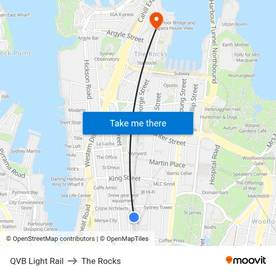 QVB Light Rail to The Rocks map