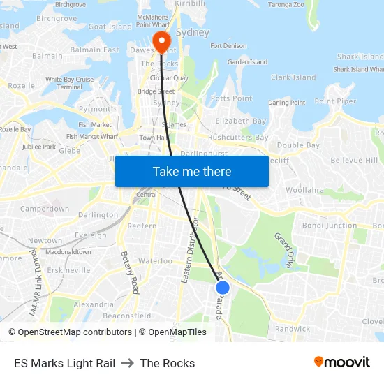 ES Marks Light Rail to The Rocks map