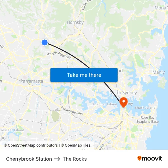 Cherrybrook Station to The Rocks map