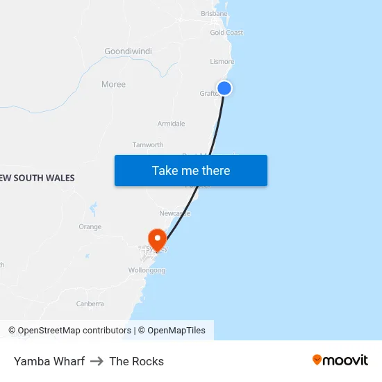 Yamba Wharf to The Rocks map