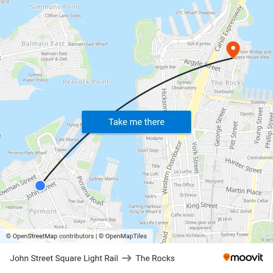 John Street Square Light Rail to The Rocks map