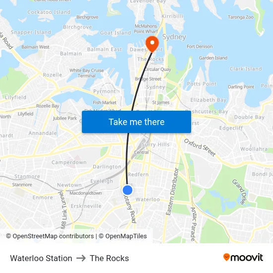 Waterloo Station to The Rocks map