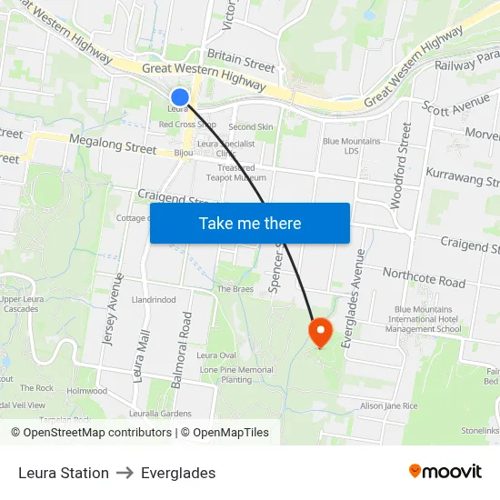 Leura Station to Everglades map