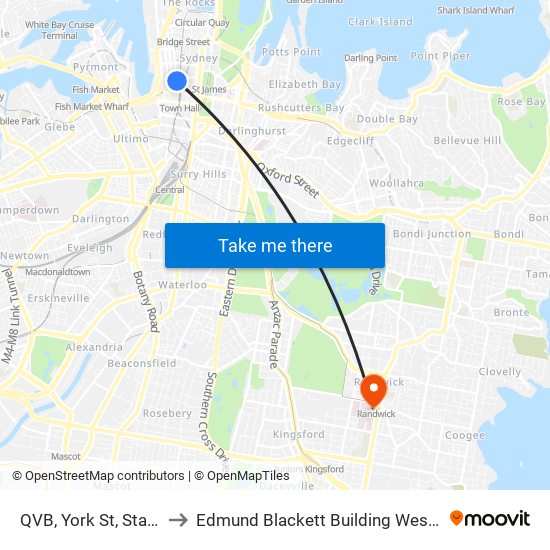 QVB, York St, Stand D to Edmund Blackett Building West Wing map