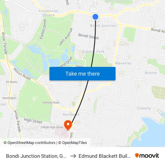 Bondi Junction Station, Grafton St, Stand R to Edmund Blackett Building West Wing map