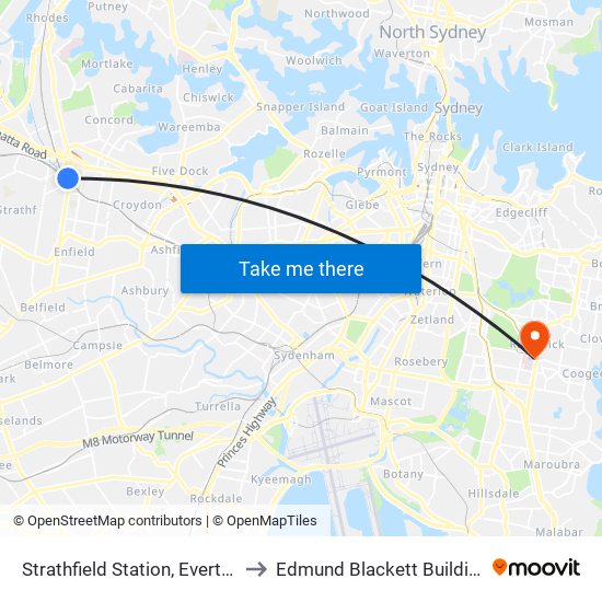 Strathfield Station, Everton Rd, Stand B to Edmund Blackett Building West Wing map