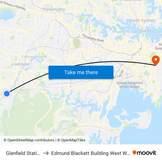 Glenfield Station to Edmund Blackett Building West Wing map