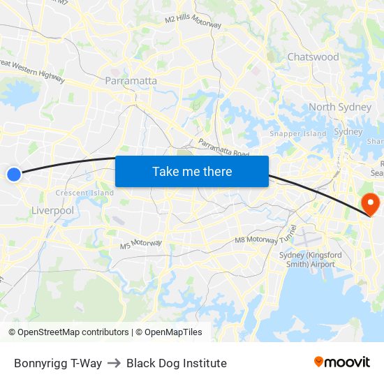 Bonnyrigg T-Way to Black Dog Institute map