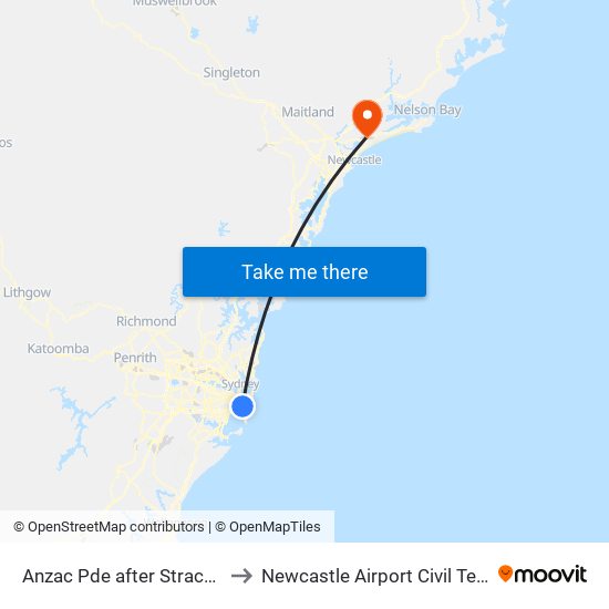 Anzac Pde after Strachan St to Newcastle Airport Civil Terminal map