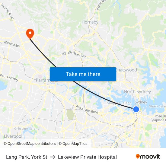 Lang Park, York St to Lakeview Private Hospital map