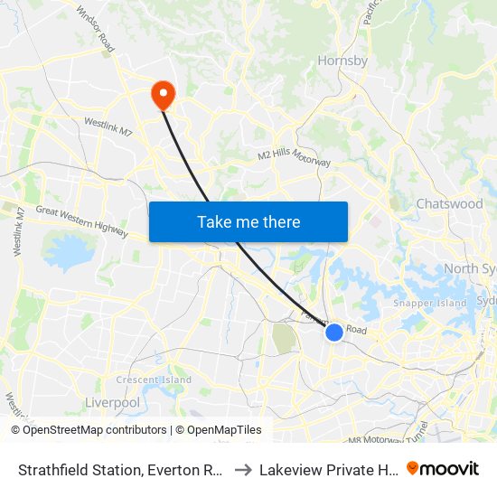 Strathfield Station, Everton Rd, Stand B to Lakeview Private Hospital map