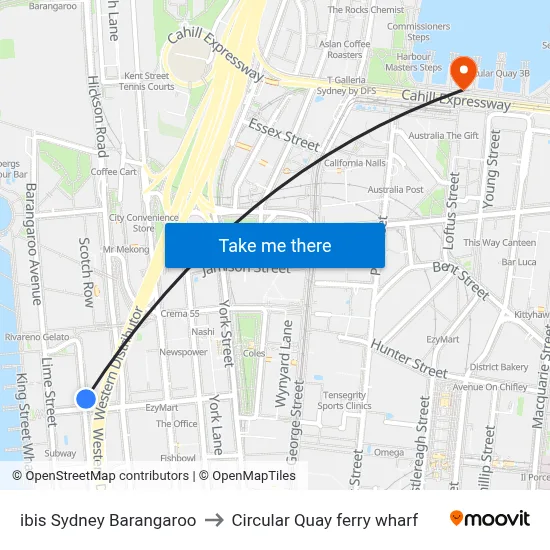 ibis Sydney Barangaroo to Circular Quay ferry wharf map
