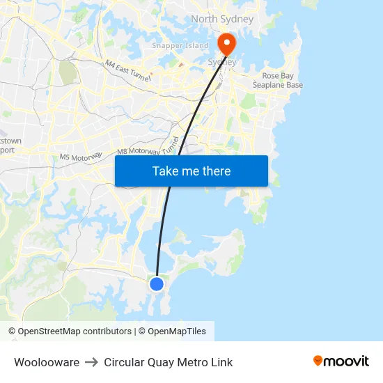 Woolooware to Circular Quay Metro Link map