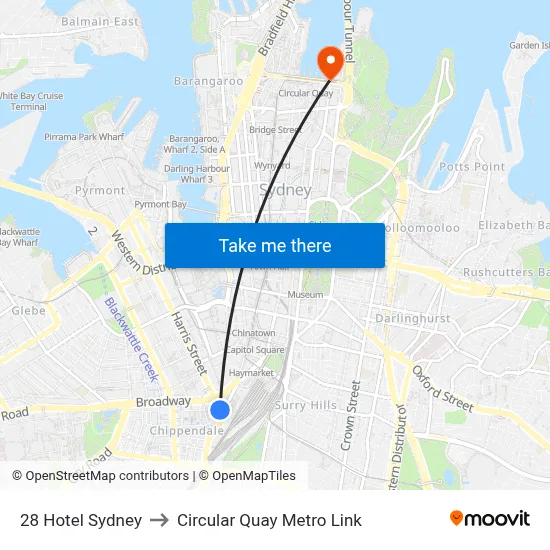 28 Hotel Sydney to Circular Quay Metro Link map