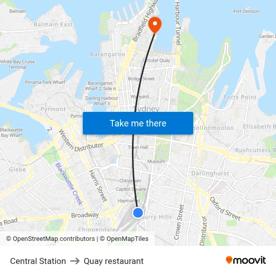 Central Station to Quay restaurant map