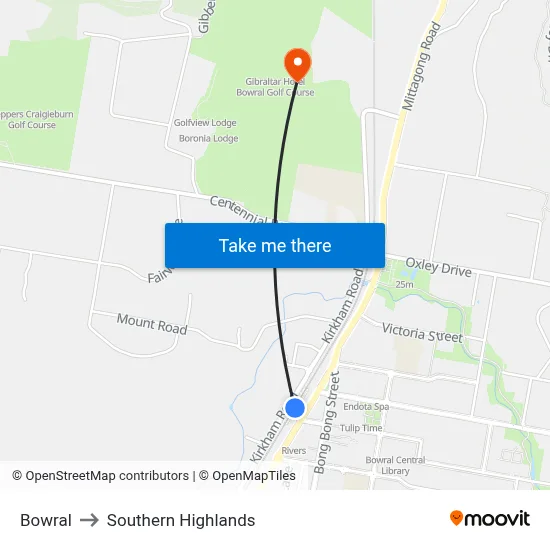 Bowral to Southern Highlands map